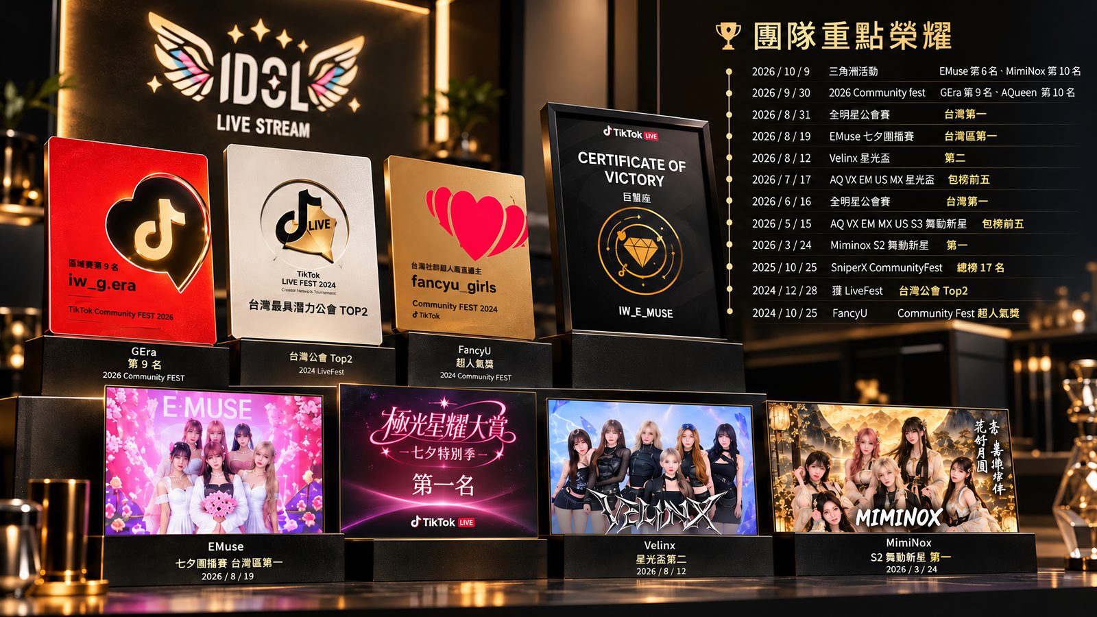 IdolWings 大廳榮耀牆